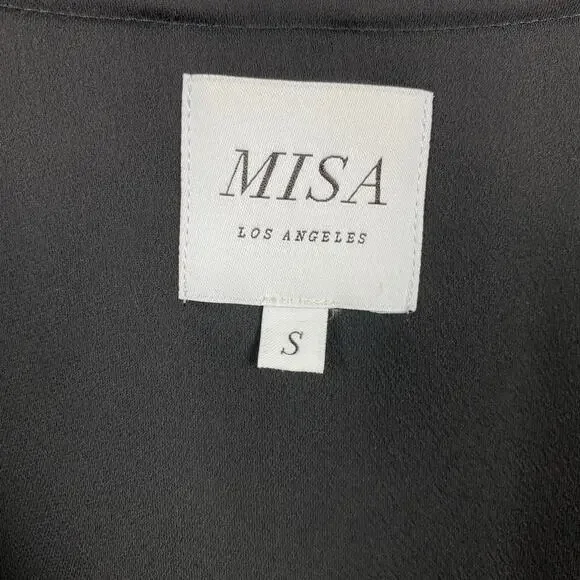 Misa Los Angeles Black Long Sleeve Amalya Ruffle Mini Dress Sz.S - Picture 9 of 16